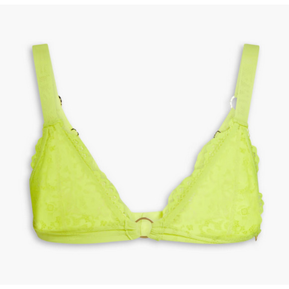 Stella McCartney Neon stretch-lace triangle bra Bright yellow L - Picture 1 of 9